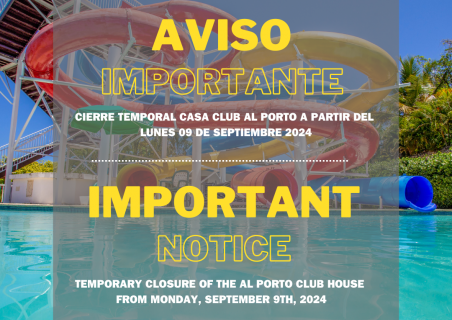 Casa Club Al Porto will be temporarily closed!